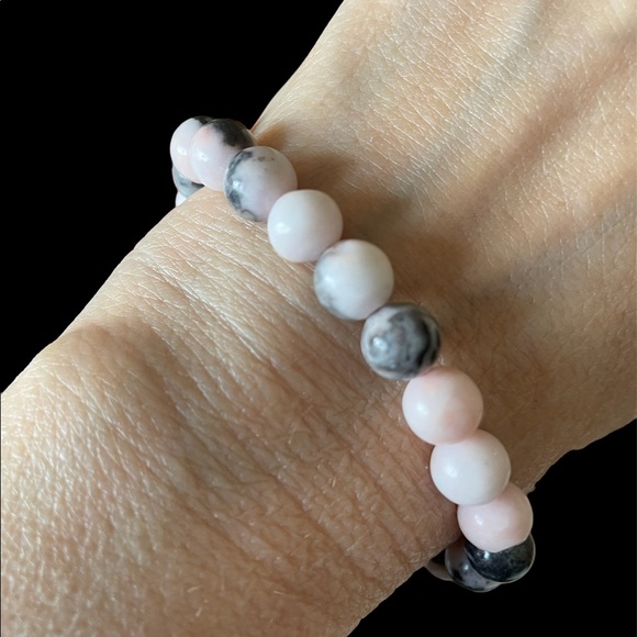 Pink Zebra Jasper Stretch Bracelet - Picture 4 of 5
